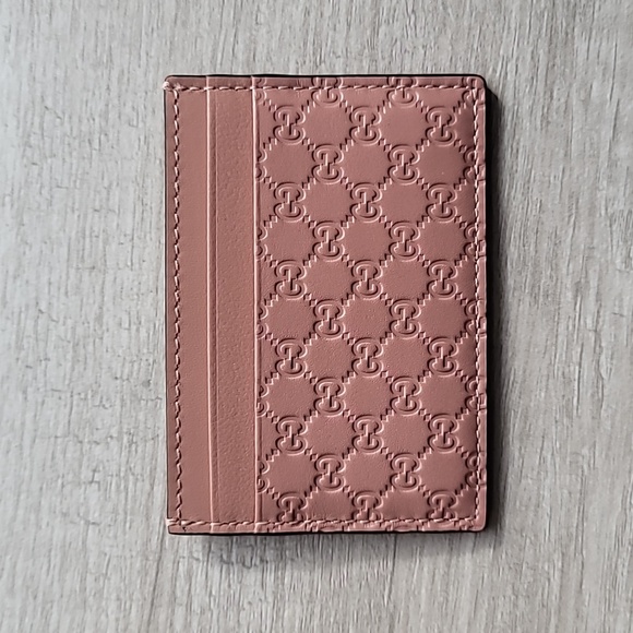 Gucci Micro Guccissima Soft Pink Leather Card Case - Picture 2 of 4